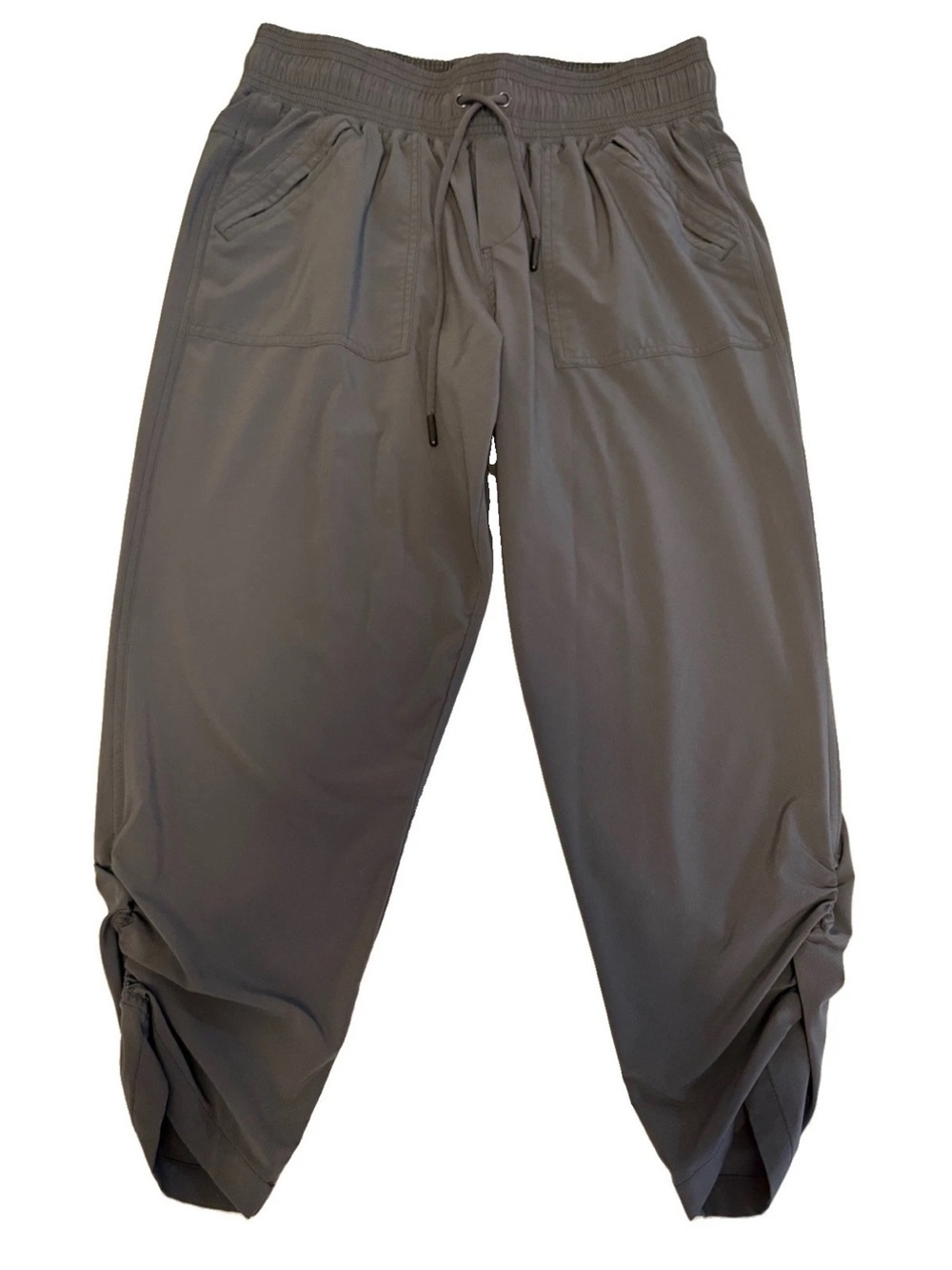 Prana Women's Charcoal Drawstring Joggers with Ruched Ankles